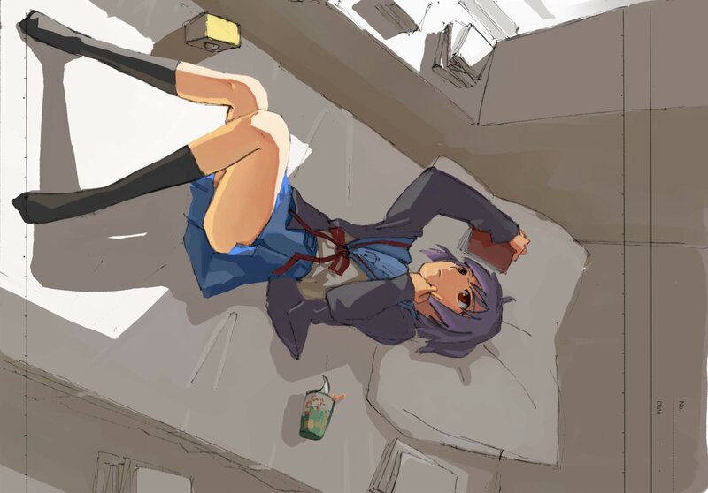 anime girl lying on floor