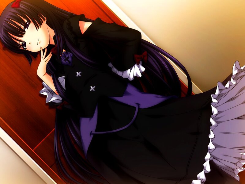 Anime Girl Lying on Floor — Black, Calm
