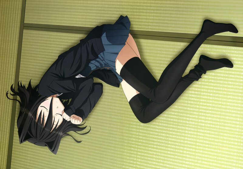 Anime Girl Lying on Floor — Green, Calm