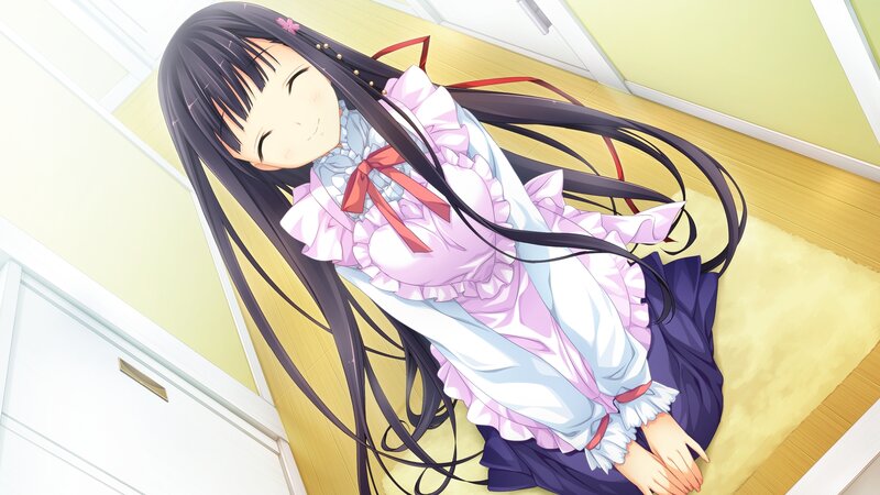 Anime Girl Lying on Floor — Purple, Calm, Morning
