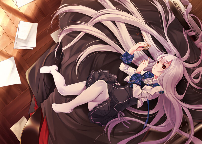 Anime Girl Lying on Floor — Purple, Calm