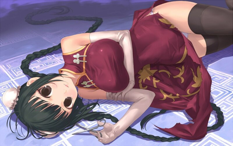 Anime Girl Lying on Floor — Purple, Dramatic