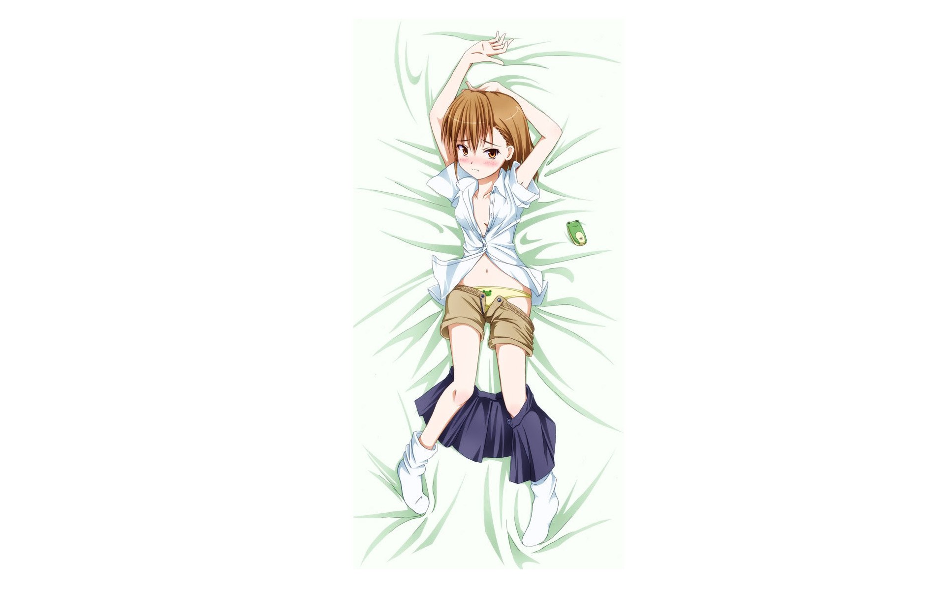 anime girl lying on grass