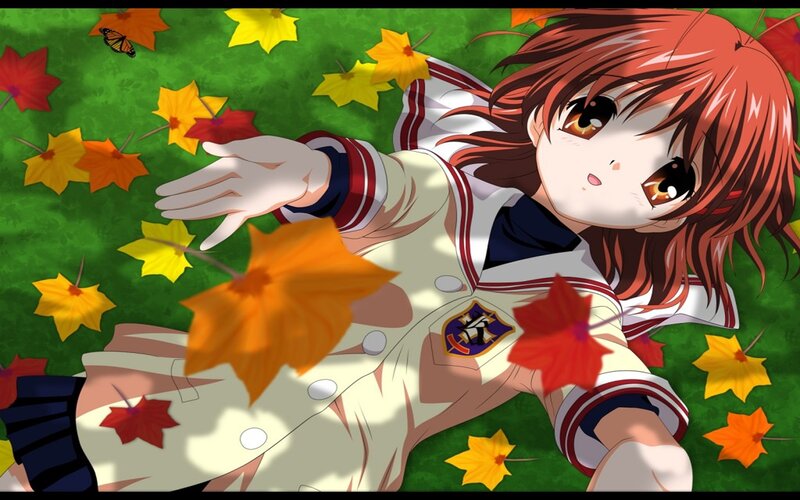 Anime Girl Lying on Grass — Green, Peaceful