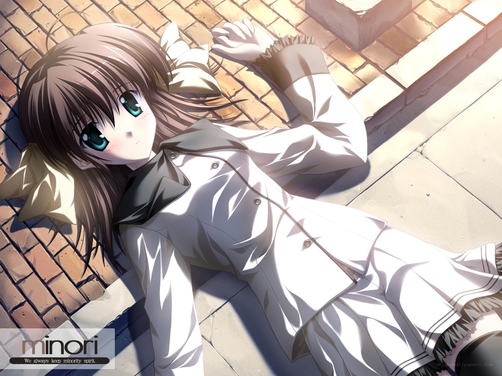 Anime girl lying on ground