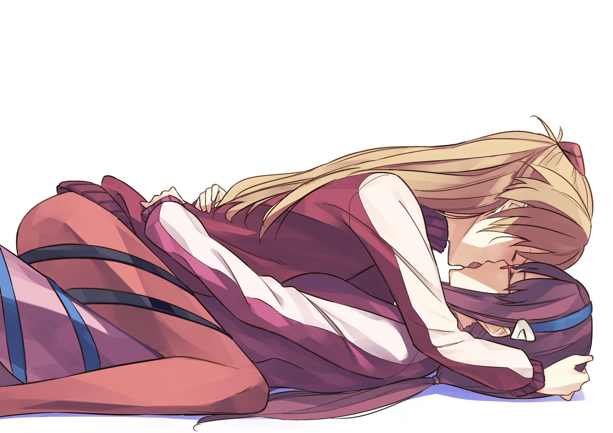 Anime girl lying on ground