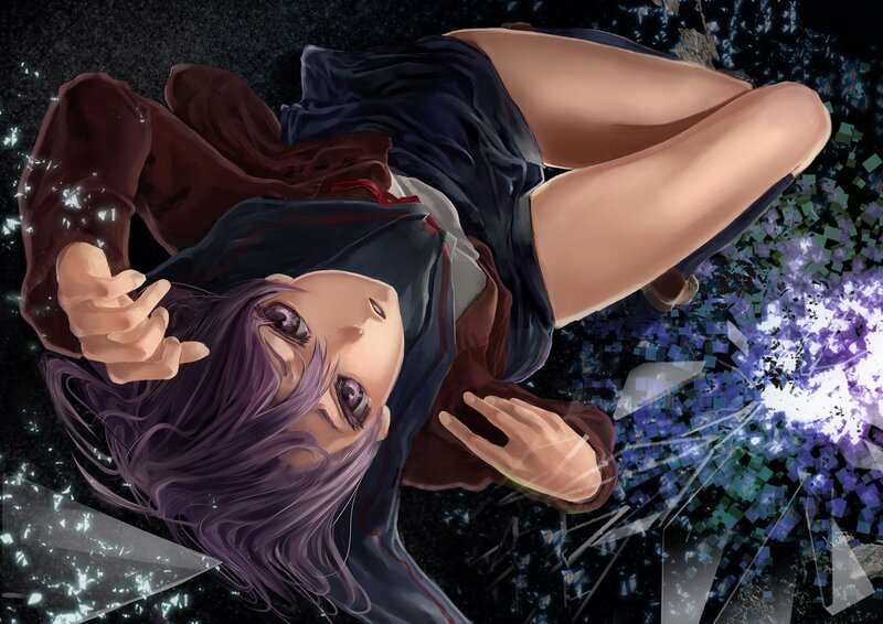 anime girl lying on ground