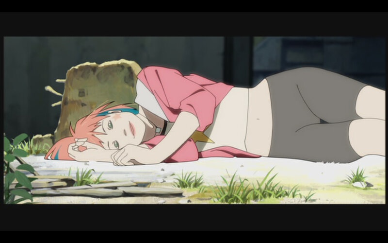 anime girl lying on ground
