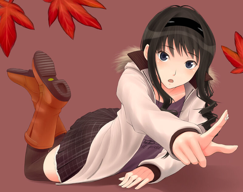 Anime Girl Lying on Ground — Red