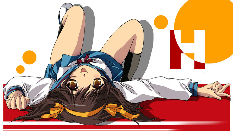 anime girl lying on red floor