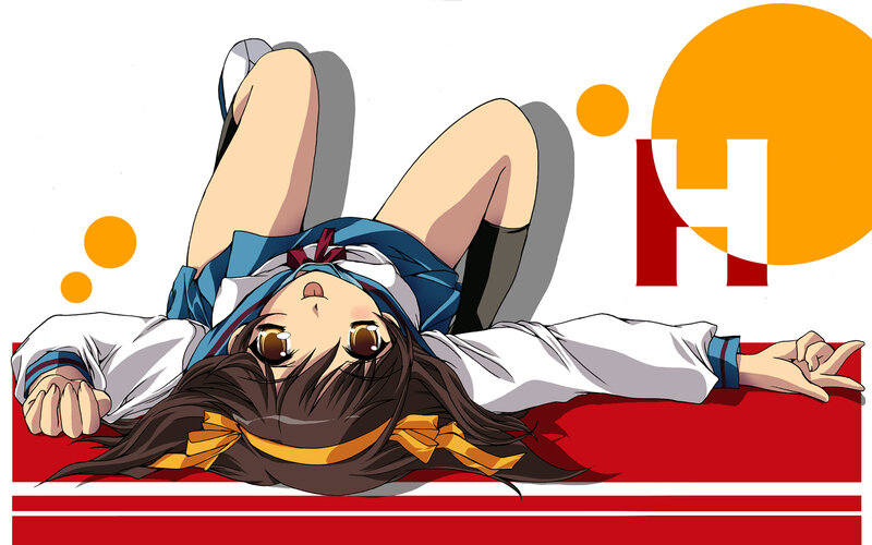 anime girl lying on red floor