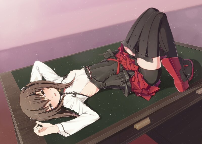 Anime Girl Lying on Table