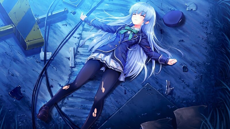 Anime girl lying on the ground