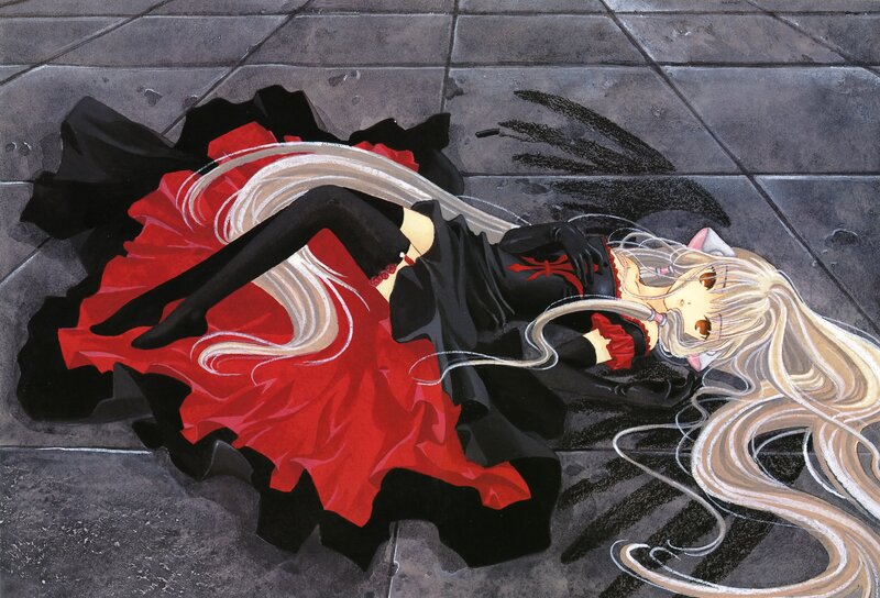 Anime girl lying on the ground