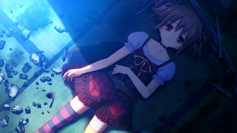 Anime girl lying on the ground