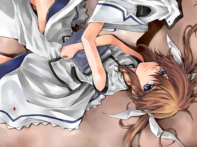 anime girl lying on the ground