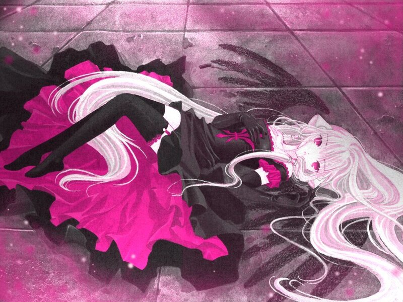 Anime girl lying on the ground