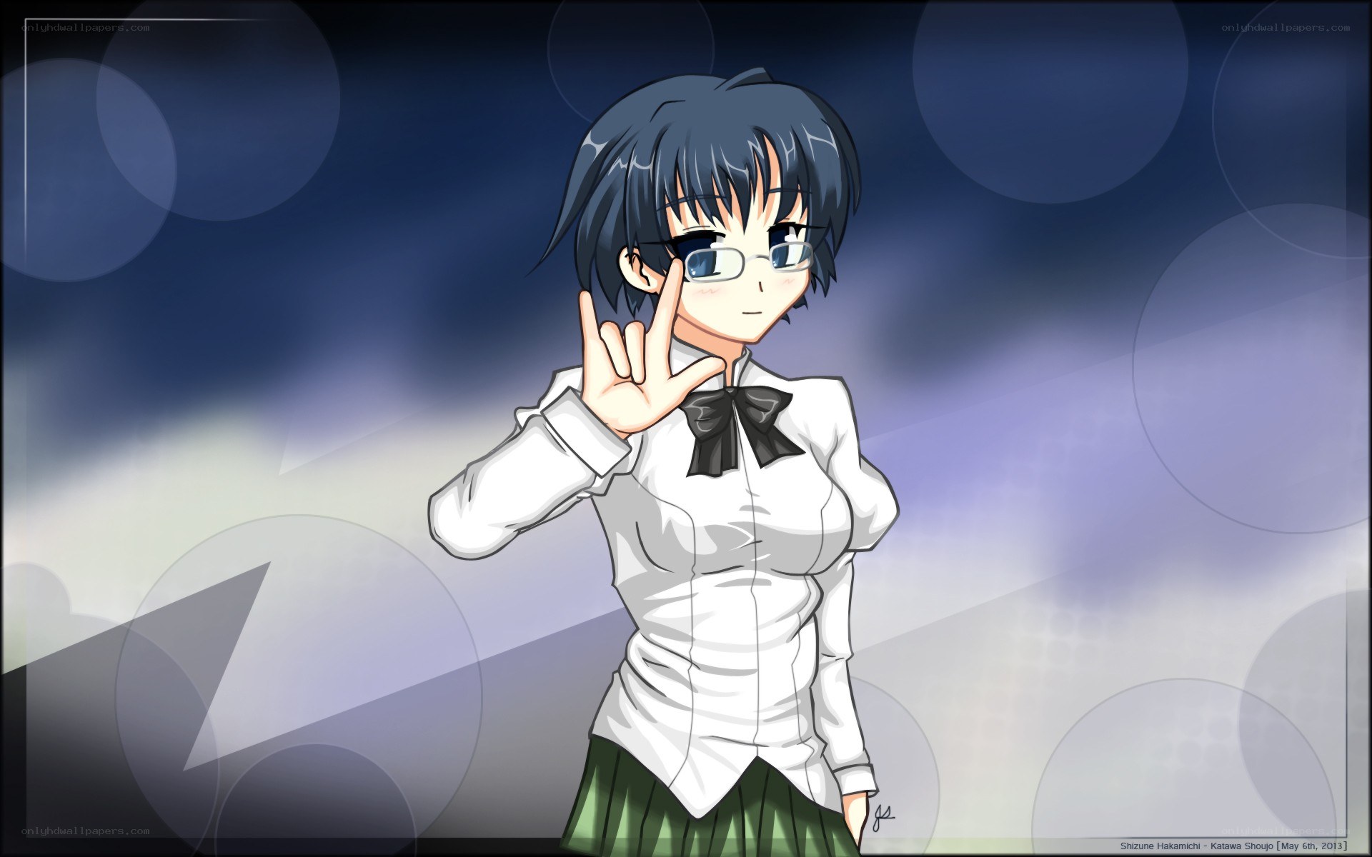 Anime girl making a hand gesture
