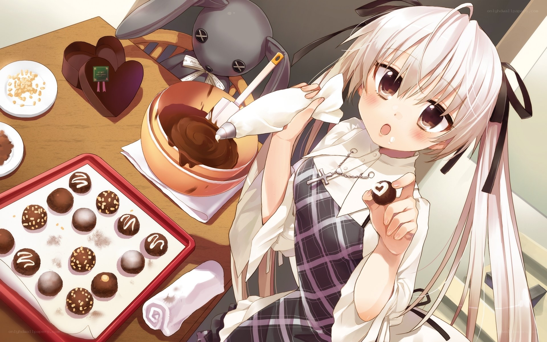anime girl making chocolates