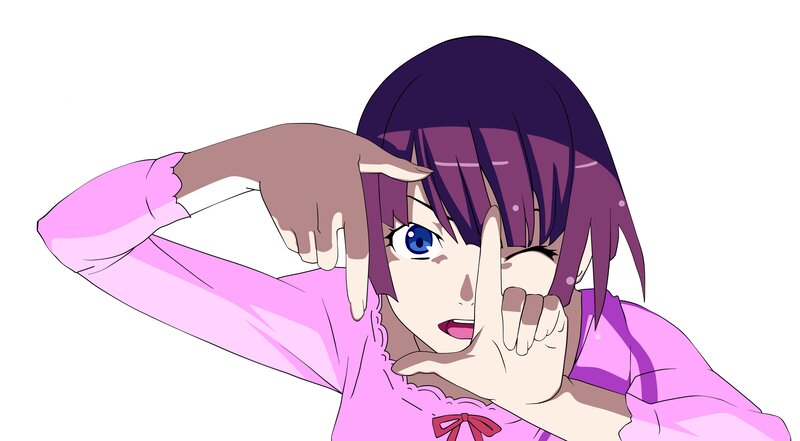 Anime Girl Making Hand Gesture — Purple