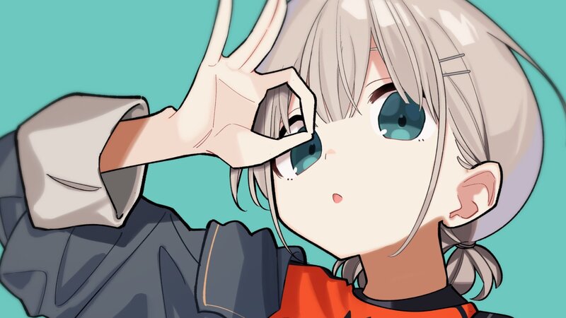 Anime Girl Making Hand Gesture — Teal