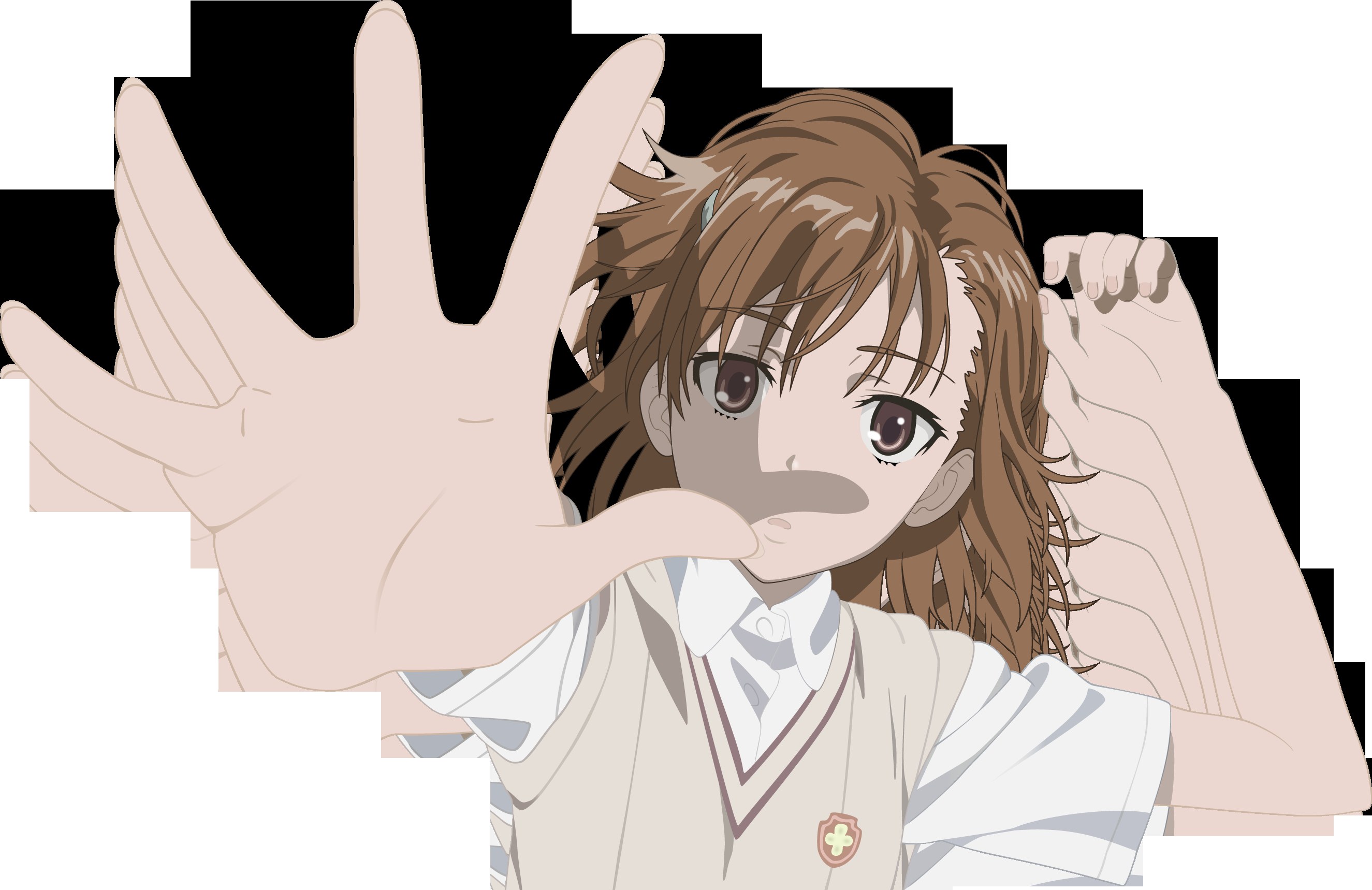 anime girl making hand gesture