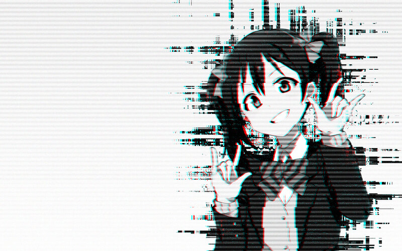 Anime Girl Making Hand Gestures — Black