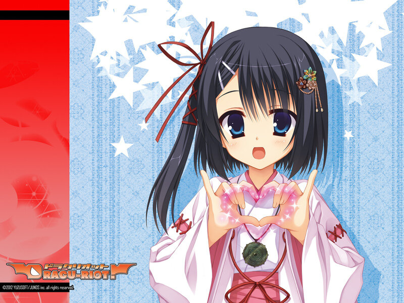 Anime Girl Making Heart — Blue, Playful
