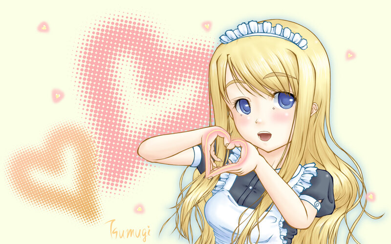 anime girl making heart gesture