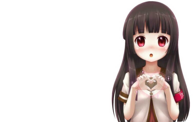 anime girl making heart gesture
