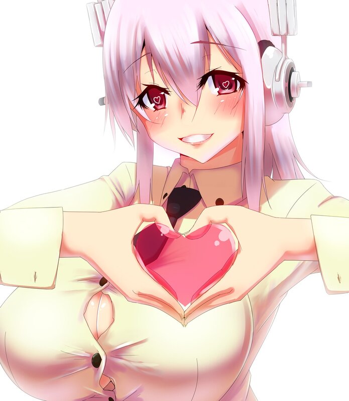 anime girl making heart gesture