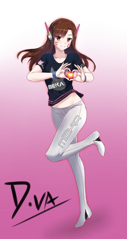Anime Girl Making Heart — Pink, Playful, Digital Art
