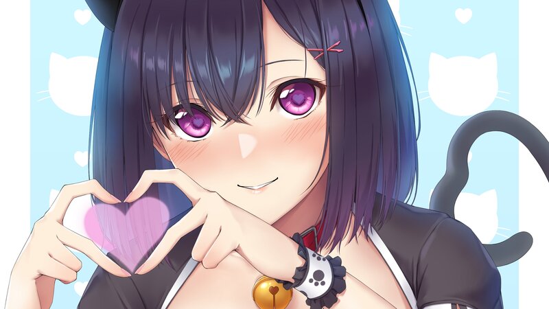 Anime Girl Making Heart — Purple, Playful