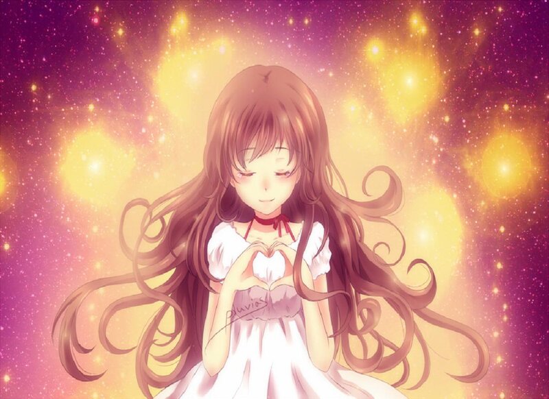 Anime Girl Making Heart — Purple
