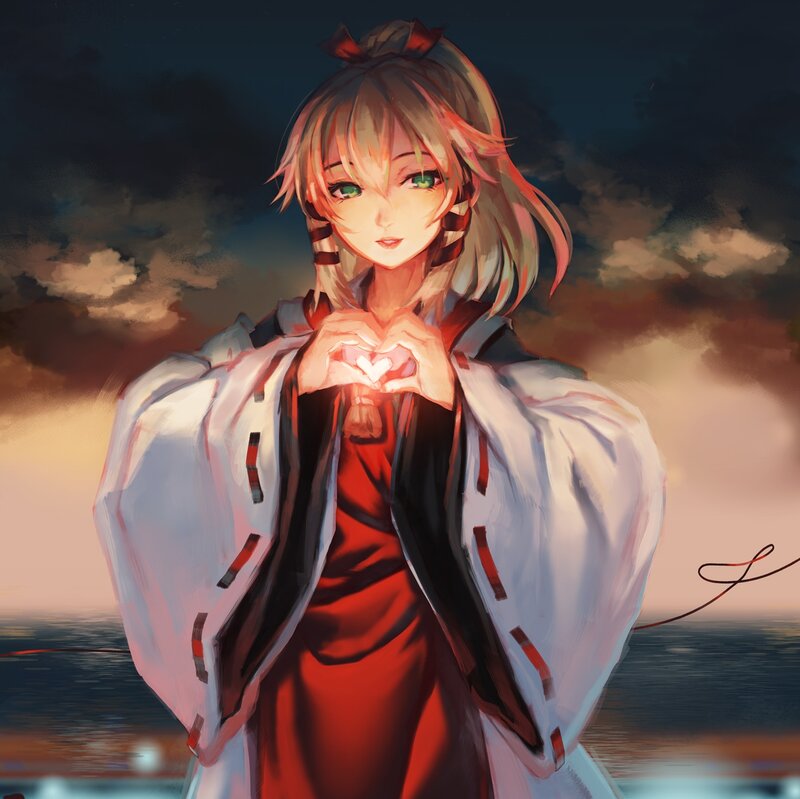Anime Girl Making Heart — Red, Dramatic