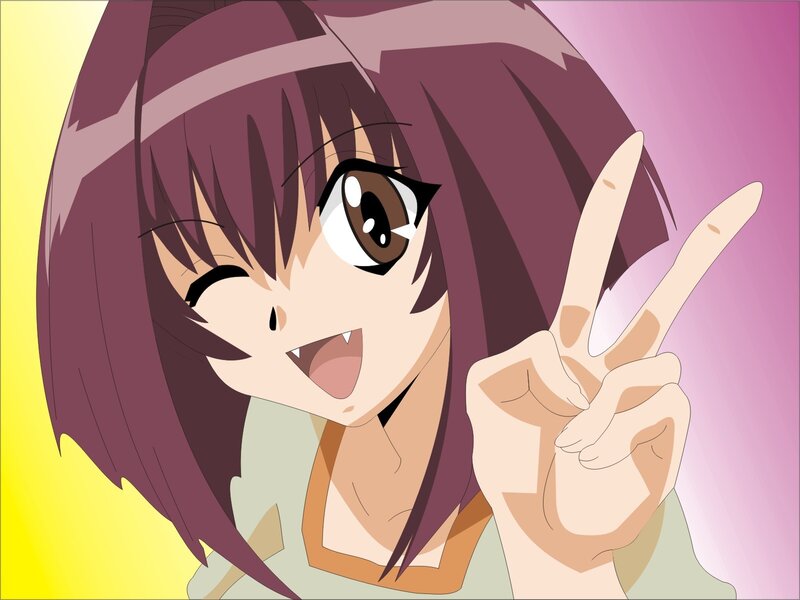 anime girl making peace sign