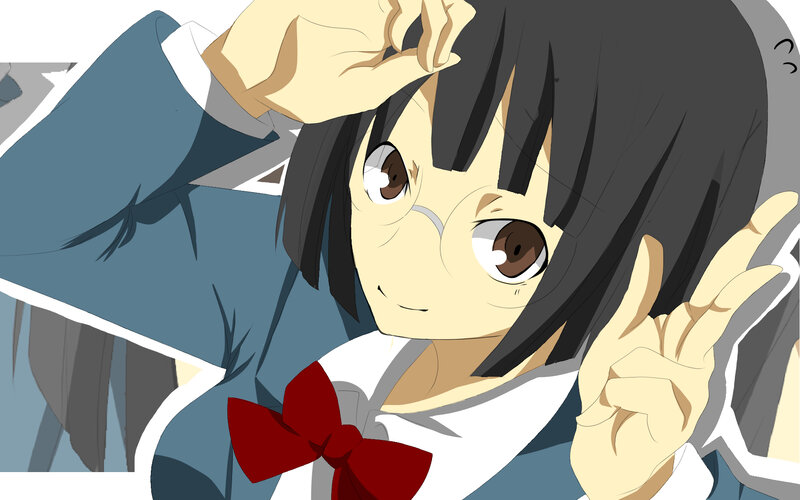 anime girl making peace sign