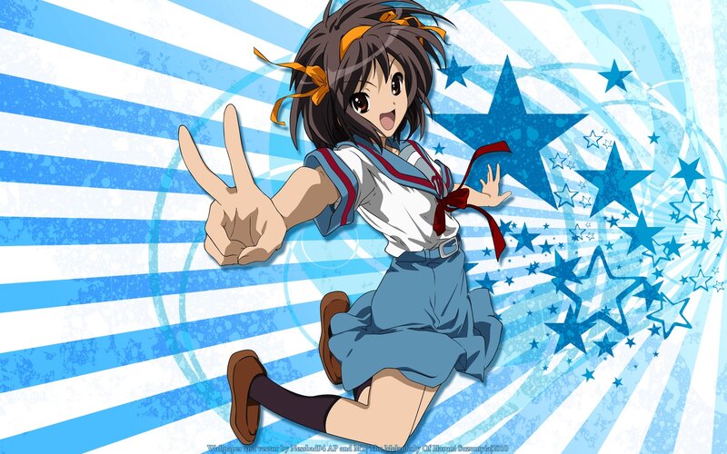 anime girl making peace sign