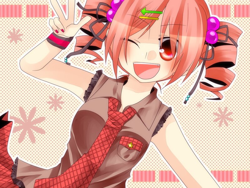 anime girl making peace sign