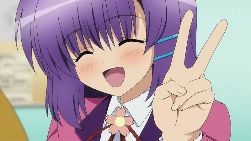anime girl making peace sign