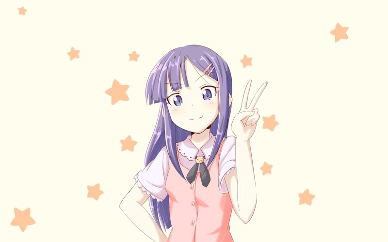 anime girl making peace sign