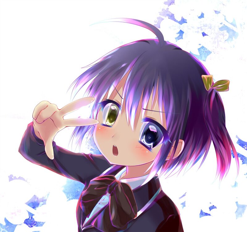 anime girl making peace sign