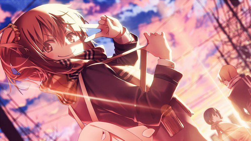 anime girl making peace sign
