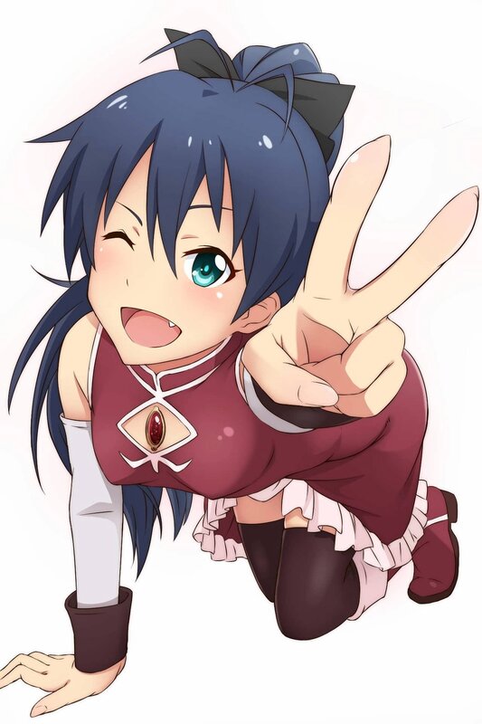 anime girl making peace sign