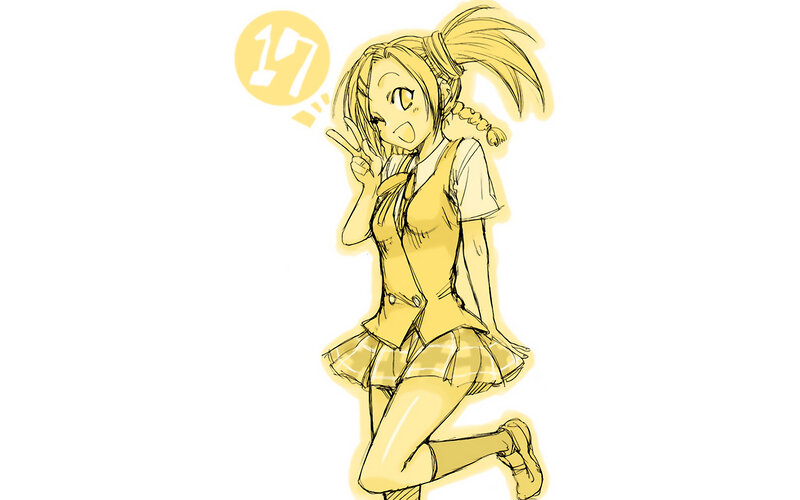 anime girl making peace sign