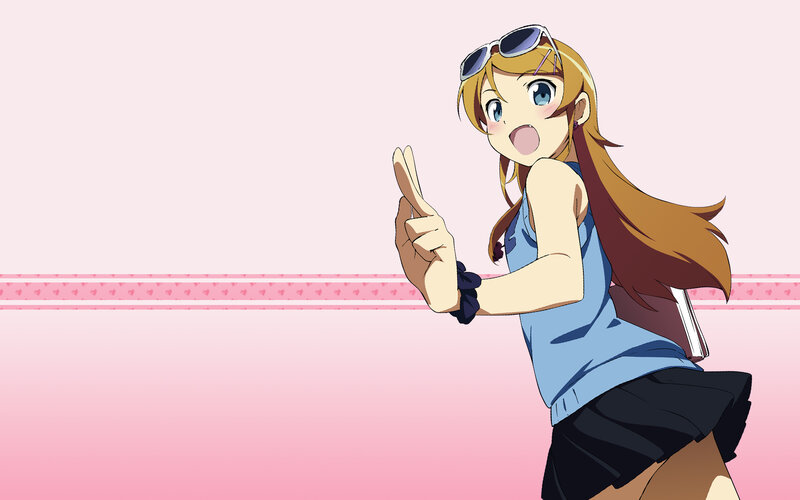 anime girl making peace sign
