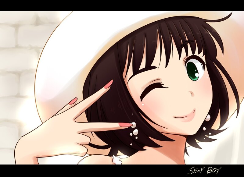 anime girl making peace sign