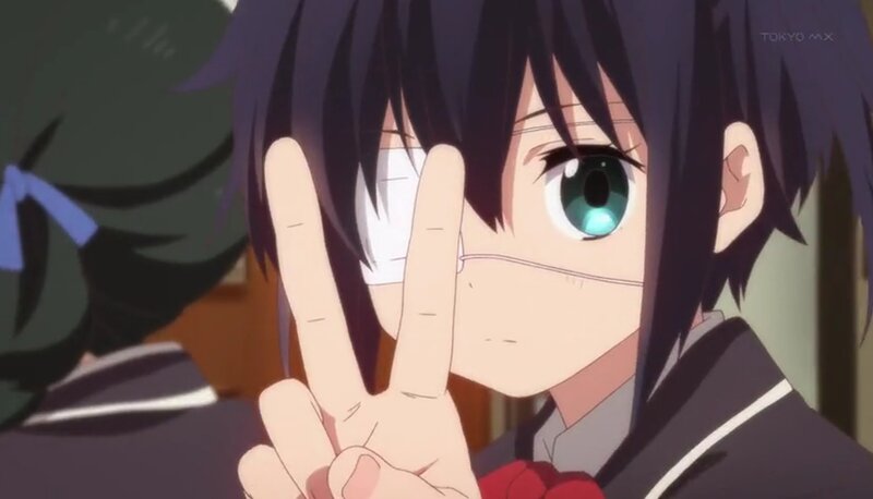 Anime Girl Making Peace Sign — Black