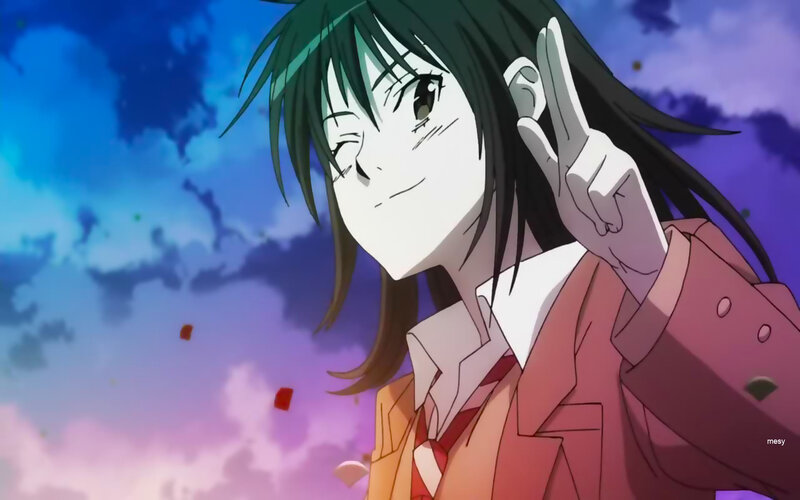 Anime Girl Making Peace Sign — Blue, Dramatic