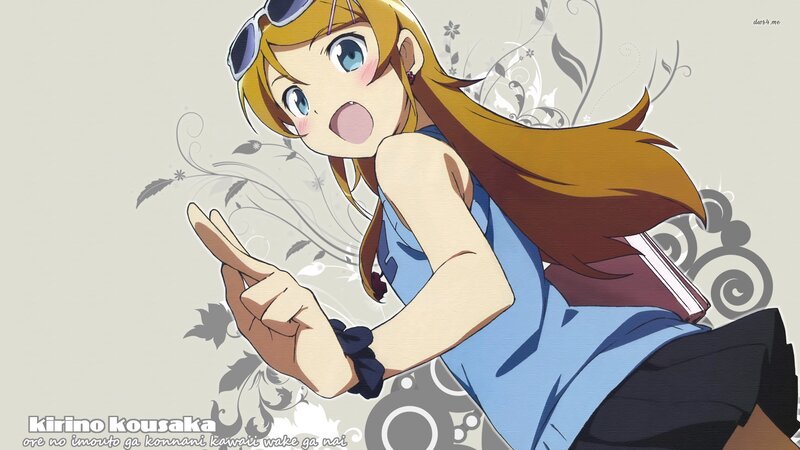 Anime Girl Making Peace Sign — Blue, Playful, Sunglasses